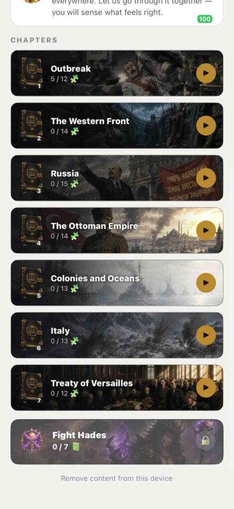 World War One campaign HistroQuest App